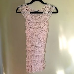 WAREHOUSE Crochet Mini Dress - light pink